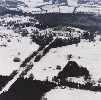 Drummond Castle.
General aerial view of castle within its policies.