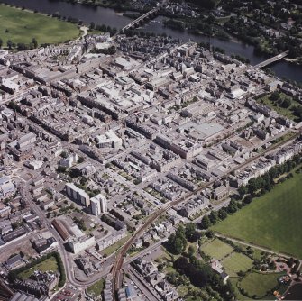 Perth town centre, oblique aerial view, taken from the SSW.