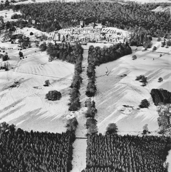 Drummond Castle, Formal Gardens and Policies, oblique aerial view, taken from the S.