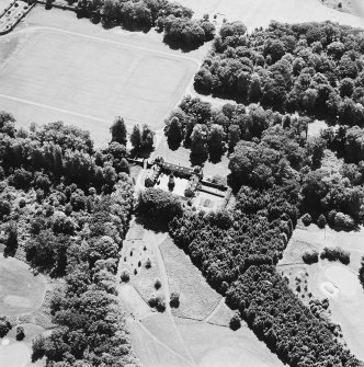 Oblique aerial view of Kinross House stables, taken from the N.