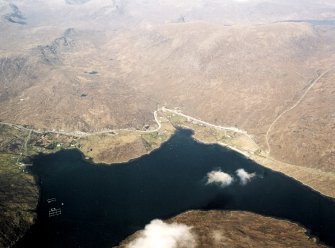 General oblique aerial view looking across Ardvourlie and Vigidale Bay, along Glen Vigadale, taken from the SE.