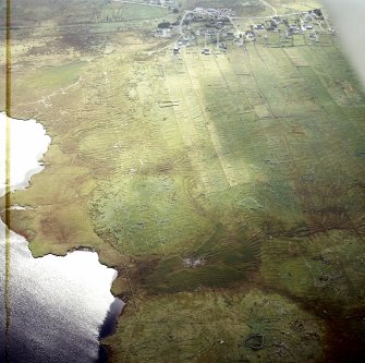 Oblique aerial view centred on remains of the townships and lazy beds, taken from the N.