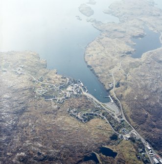 Oblique aerial view centred on the village, taken from the NNW.