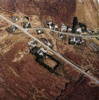 Oblique aerial view centred on part of the crofting township, taken from the W.