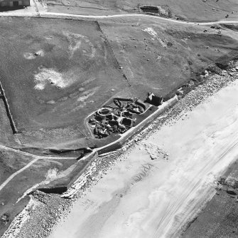 Aerial view of Orkney, Bay of Skaill, taken from the ENE, Skara Brae settlement.