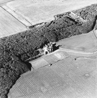 Oblique aerial view of Orkney, Shapinsay, Balfour Castle and walled garden, taken from the SW.