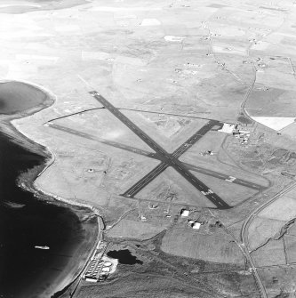 Oblique aerial view of Orkney, Kirkwall Airport, general view taken from the W.