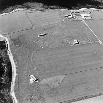 Oblique aerial view of Sanday, Whale Head (Lopness) Radar Station, taken from the E.