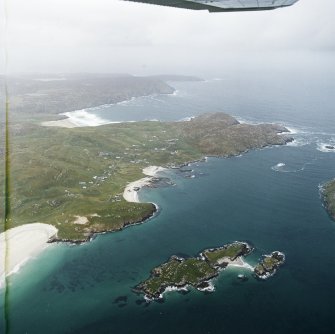 General oblique aerial view centred on the townships with the islands adjacent, taken from the ESE.