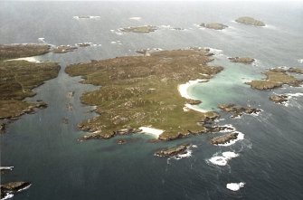 General oblique aerial view centred on Little Bernera, taken from the ESE.