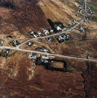 Oblique aerial view centred on part of the crofting township, taken from the WNW.