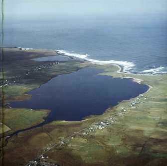 Oblique aerial view centred on Loch Mor Barvas with the townships adjacent, taken from the ESE.