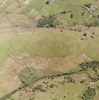 Little Rogart, oblique aerial view, taken from the W, showing an area defined as an archaeological landscape.