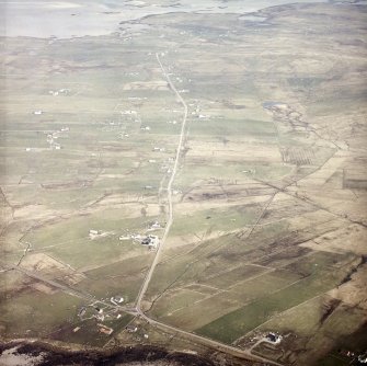 General oblique aerial view centred on the crofting townships and the remains of the buildings, taken from the SW.