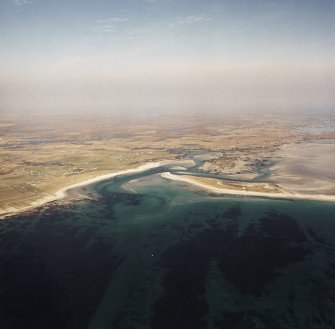 General oblique aerial view looking across Benbecula, with the crofting townships in the foreground, taken from the W.