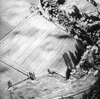 Tarradale Quarry, oblique aerial view, taken from the NW, centred on the cropmark of a possible enclosure.