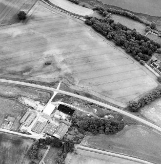 Oblique aerial view centred on the cropmarks of the possible enclosure, taken from the NW.