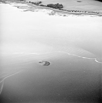 Oblique aerial view centred on the remains of the crannog, taken from the SSE.