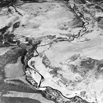 Achadh a' Chatha, oblique aerial view, taken from the SE, centred on the remains of two townships.