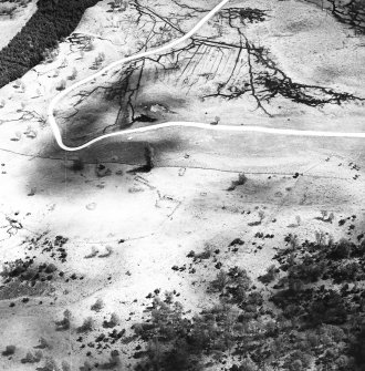 Croftcarnoch, oblique aerial view, taken from the WNW, centred on the remains of a farmstead.