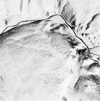 Oblique aerial view of Backie Hill centred on the remains of two enclosures, taken from the W.