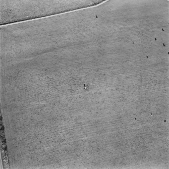 Oblique aerial view of Rhynie, Craw Stone centred on a Pictish symbol stone, taken from the S.