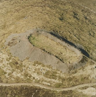 Oblique aerial view of Tap O' Noth vitrified fort, taken from the SW.