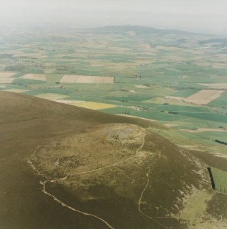 Oblique aerial view of Tap O' Noth vitrified fort, taken from the W.
