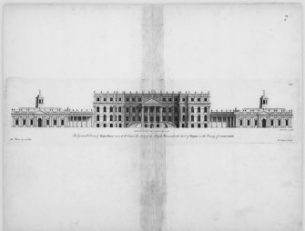 Hopetoun House.
Photographic copy of East elevation.
Titled: 'The General Front of Hopetoun House toward the Court The Seat of the Right Honourable the Earl of Hopton in the County of Linlithgow'