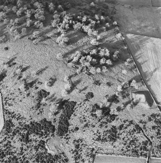 Oblique aerial view of Hill of Keir centred on the remains of an enclosure, with rig adjacent. Taken from the SE.