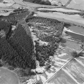 Oblique aerial view of the remains of fort and rig, taken from the ESE.