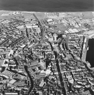 Aberdeen City Centre, oblique aerial view, taken from the WSW, looking along Union Street.