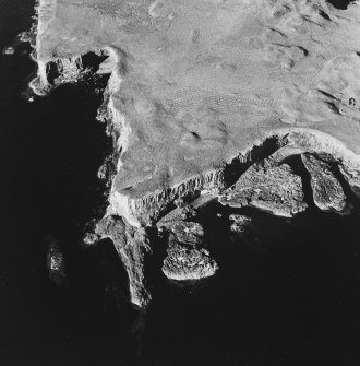 Oblique aerial view of Fingal's Cave, taken from the south, centred on area of cave.