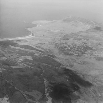 General oblique aerial view of Cleadale and the north end of Eigg, taken from the S.