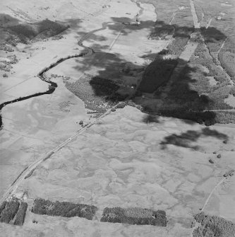 General oblique aerial view looking along the River Dochart, taken from the SW.