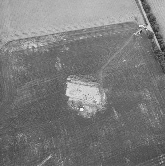 Oblique aerial view centred on the excavation of the timber hall, taken from the E.