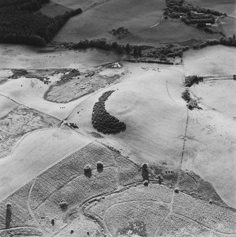 Oblique aerial view centred on the remains of the fort, taken from the E.