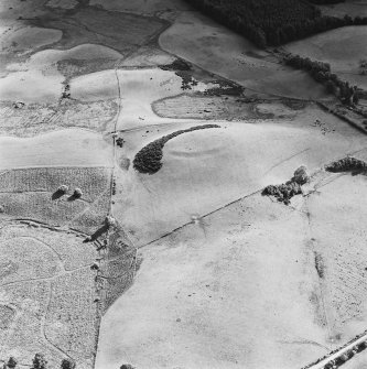 Oblique aerial view centred on the remains of the fort, taken from the NNE.