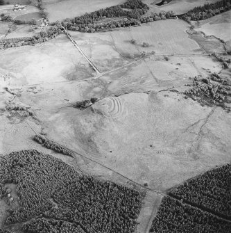 Oblique aerial view centred on the remains of the fort, taken from the NNW.