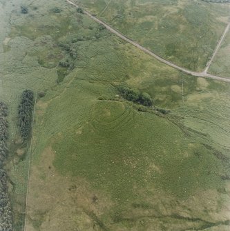 Oblique aerial view centred on the remains of the fort, taken from the WNW.
