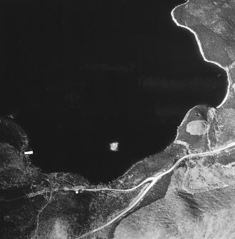 Oblique aerial view centred on the remains of the possible artificial island, taken from the SW.
