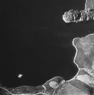 Oblique aerial view centred on the remains of the possible artificial island, taken from the SSW.