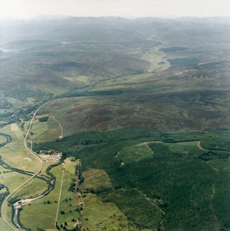 General oblique aerial view looking along Glen Garry towards the Grampian mountains, taken from the ESE.