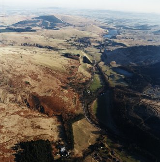 General oblique aerial view looking across Glendevon, taken from the NW.