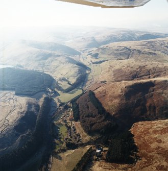 General oblique aerial view looking across Glendevon towards Glen Sherrup, taken from the ENE.