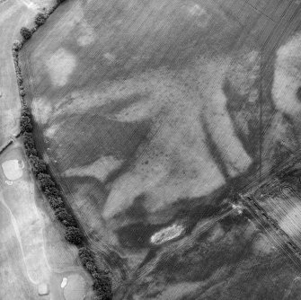 Westerton, oblique aerial view, taken from the N, centred on the cropmarks of a rectangular pit-defined enclosure.