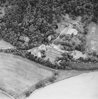 Oblique aerial view of Dalguise House centred on the house, taken from the ENE.