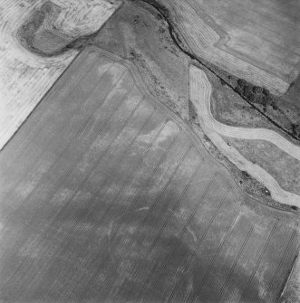 Oblique aerial view centred on the cropmarks of the enclosures, taken from the SW.