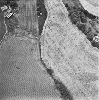 Inverdunning House, oblique aerial view, taken from the ESE, centred on the cropmark of an enclosure.