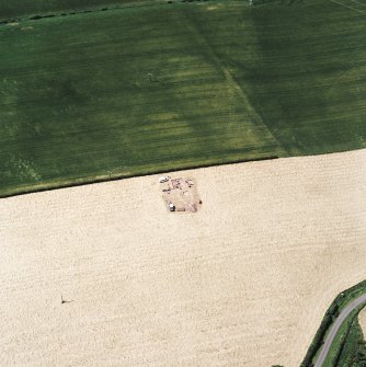 Oblique aerial view centred on the excavation of the Roman watch tower, taken from the ENE.